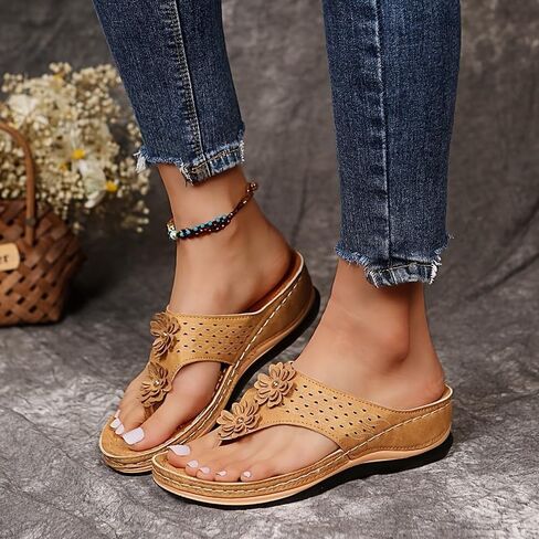 Floral Beach Flip-Flops for Women -Summer Casual Sandals, Women Shoes in Kuwait