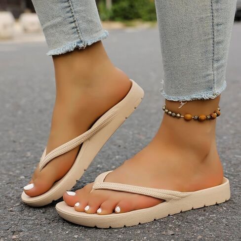 Women's Arch Support Flip Flops, Soft Recovery Slides, Non-Slip Shower Slippers, Casual Thong Sandals in Kuwait