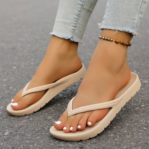 Women's Arch Support Flip Flops, Soft Recovery Slides, Non-Slip Shower Slippers, Casual Thong Sandals in Kuwait
