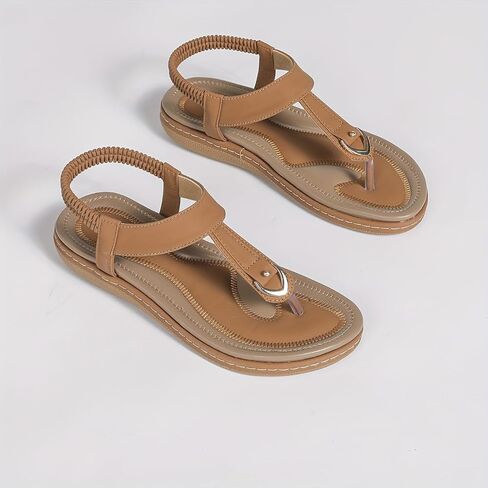 Women's All Match Boho Sandals, Summer Flat Flip Flops Breathable Beach Shoes Plus Size Casual Footwear in Kuwait