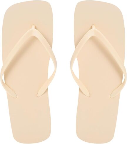 Square Toe Slim Flip Flops for Women Square Toe Flip Flops Beach Shower Shoes Basic Thongs Rubber Soft Slide Slip-on Shoes in Kuwait