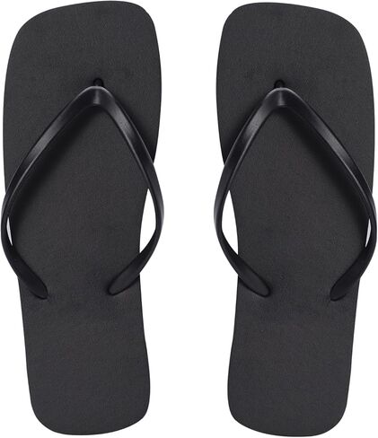 Square Toe Slim Flip Flops for Women Square Toe Flip Flops Beach Shower Shoes Basic Thongs Rubber Soft Slide Slip-on Shoes in Saudi Arabia