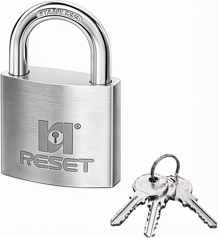 RESET-909 قفل مفاتيح من الفولاذ المقاوم للصدأ 30 مم (1.18 بوصة)، قفل بمفتاح للاستخدام الخارجي، بوابة بحرية مقاومة للماء ومقاومة للطقس، مفاتيح مختلفة، عبوة واحدة in Saudi Arabia