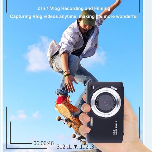 كاميرا رقمية Generic D600 4K محمولة خفيفة الوزن وتكبير 16X مرشحات تجميل وشاشة 2.88 بوصة مدمجة للتصوير الفوتوغرافي أثناء السفر مدونة فيديو in Kuwait