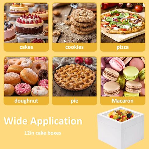 Moretoes 10 Sets 10x10x5 Inches Cake Boxes Sets with Red Ribbons - 10pcs White Bakery Cake Boxes and 10pcs 10 Inches Round Cake Boards in Saudi Arabia