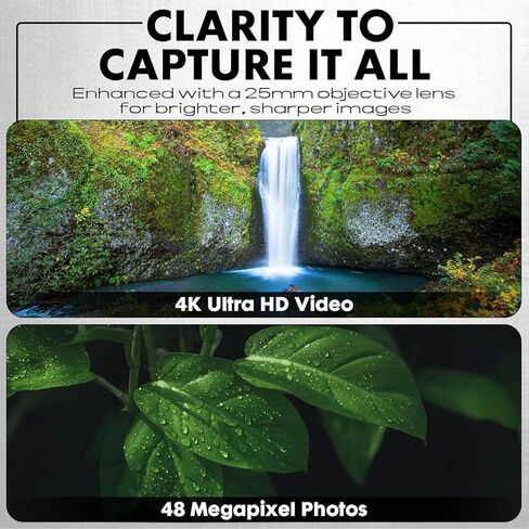 كاميرا Minolta MNDM10B 10x25 أحادية الرؤية الليلية بدقة 4K بدقة 48 ميجابكسل (رمادي) مع مجموعة تنظيف + شاحن حائط USB in Kuwait