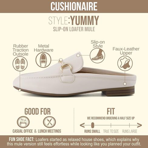 CUSHIONAIRE Yummy Slip On Womens Mules, Business Casual Loafers for Women with Low Heel and Metal Chain Detail - [Run Small Size Up] in Saudi Arabia