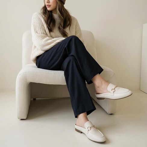 CUSHIONAIRE Yummy Slip On Womens Mules, Business Casual Loafers for Women with Low Heel and Metal Chain Detail - [Run Small Size Up] in Saudi Arabia
