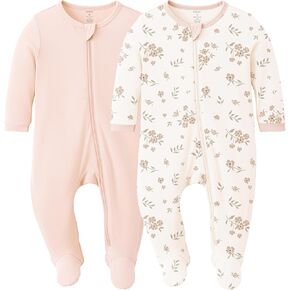 Konssy Baby Girl Sleepers، رايون مصنوع من الخيزران بسحاب للإغلاق، بيجامات أطفال مكونة من قطعتين in Kuwait