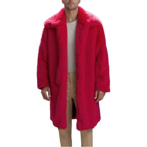 Men Faux Fur Coat Mens Winter Warm Thicker Long Jacket Overcoat Parka Outwear in Saudi Arabia