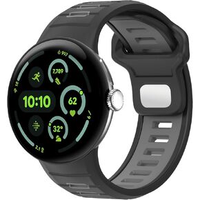 Miimall Rugged Band for Google Pixel Watch 4 (2025)/3 45mm Bands, Soft Silicone Sport Straps Waterproof Loop Heavy Duty Strap Two Tone Adjustable Breathable Bracelet for Pixel Watch 4/3 45mm for Men in Saudi Arabia