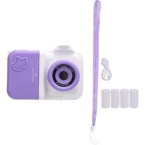 Instant Print Camera with 2.4 Inch IPS HD Screen, Dual 1MP Lenses, Built - in Flash, 32GB Memory Card & 5 Rolls Thermal Print Paper - Easy Selfies and Instant Photo Printing fo (Blue White) in Kuwait