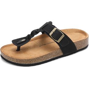 ARRIGO BELLO Thong Sandals for Women Flip Flops Cork Insoles Adjustable Buckle Straps Summer Slides Arch Support Non-Slip Insoles Sizes US 6-11 in Kuwait