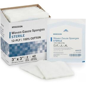 McKesson Woven Gauze Sponges, Sterile, 12-Ply, 100% Cotton, 4 in x 4 in, 2 Per Pack, 25 Packs, 50 Total in Saudi Arabia