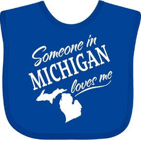 inktastic Someone in Michigan Loves Me Baby Bib in Kuwait