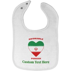 Custom Baby Bibs Burp Cloths Adorable Persian Heart Cotton Baby Items for Baby Girl & Boy White Custom Text Here in Kuwait