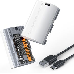 بطاريات K&F CONCEPT 2-Pack 2520mAh LP-E6P، بطارية USB-C R5 Mark II متوافقة مع كاميرات Canon R6 Mark III/II، R5 R6 R7، 5D 6D 7D in Kuwait