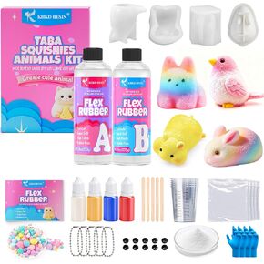 KHKD RESIN مطاط مرن لمجموعة تابا اسفنجي، 15.98 أونصة مطاط صنع اسفنجي، صانع اسفنجي، مع قوالب سيليكون، معجون ألوان، مسحوق متدفق، هدايا مثالية، ترفيه لتخفيف التوتر in Kuwait