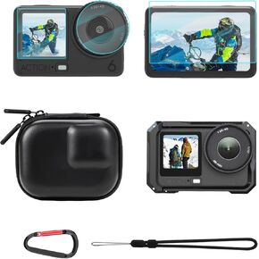 BRDRC Action 6 Camera Cage + Screen Protector+ Carrying Case (for Frame) Accessories Kit, Protective Metal Cage Portable PU Hard Bag Tempered Glass Lens Film for DJI Osmo Action 6 Protective Bundle in Saudi Arabia