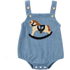 Infant Baby Boy Girl Corduroy Romper with Rocking Horse Patch 1Pc Jumpsuit Photos Spring Fall Outfit in Saudi Arabia