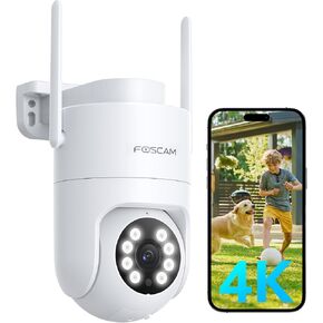FOSCAM 4K Security Camera Outdoor, Full Space Sense WiFi Camera 360° Radar Auto-Tracking, No-Blind-Spot View, Human/Car/Motion/Sound Detection, Color Night Vision, IP66 Compatible with Alexa in Kuwait