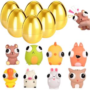 8 Pack Jumbo Golden Easter Eggs Fillers with Popping Eyes Fidget Toys, Squeeze Animals for Stress Relief, Easter Basket Stuffers & Easter Hunt Party Favors Classroom Prize Gifts for Kids in Saudi Arabia