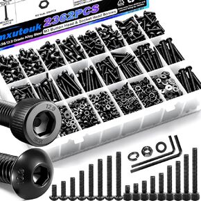 mxuteuk M2 Screw Assortment Set,M2 x 4/6/8/10/12/16/20mm Hex Socket Head Cap Screws Bolts Nuts Kit, 520PCS 12.9 Grade Alloy Steel Assorted Screws with Hex Wrench G035 in Saudi Arabia