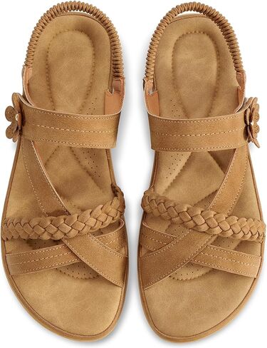 Comfortable Womens Sandals Summer: Casual Breathable Insoles Women flat Sandal - Lightweight Dressy Woven Walking Outdoor Shoes in Kuwait