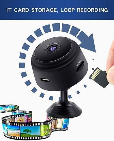 كاميرا أمان صغيرة، كاميرا IP داخلية وخارجية بدقة 1080 بكسل عالية الدقة للمنزل والأطفال/الحيوانات الأليفة/المربية، كاميرا IP للعرض عن بعد للأمان مع تطبيق iOS، تطبيق هاتف Android in Kuwait