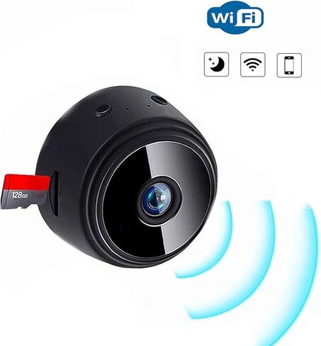 كاميرا Yunseity A9 Home Mini مع غطاء خلفي مغناطيسي، كاميرا أمان منزلية بدقة 1080 بكسل ثنائية الاتجاه، كاميرا رؤية ليلية بالأشعة تحت الحمراء لساحة المكتب المنزلي (أسود) in Kuwait