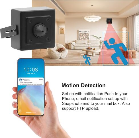 كاميرا مخفية صغيرة بدقة 5 ميجابكسل POE IP Security، عدسة ذات زاوية واسعة 3.7 مم، كاميرا تجسس داخلية، يجب أن تعمل مع مفتاح NVR أو PoE in Kuwait