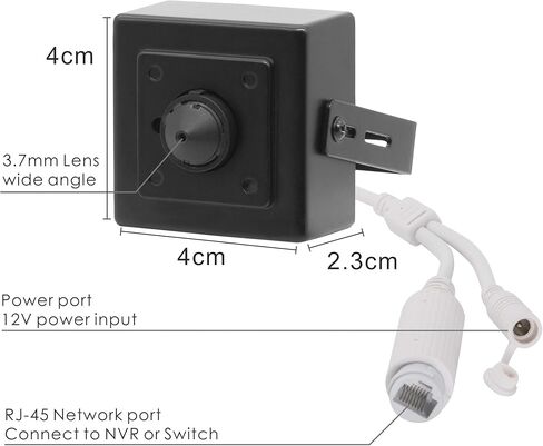 كاميرا مخفية صغيرة بدقة 5 ميجابكسل POE IP Security، عدسة ذات زاوية واسعة 3.7 مم، كاميرا تجسس داخلية، يجب أن تعمل مع مفتاح NVR أو PoE in Kuwait