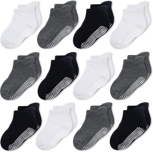 جوارب CozyWay للأطفال والرضع مع مقابض غير قابلة للانزلاق للكاحل للأولاد والبنات - قطن ناعم مريح - 12 قطعة in Saudi Arabia
