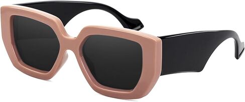 SHEEN KELLY Retro Square Thick Chunky Sunglasses For Women Men Trendy Gangster Rectangular Pattern Black Shades Eyewear in Saudi Arabia