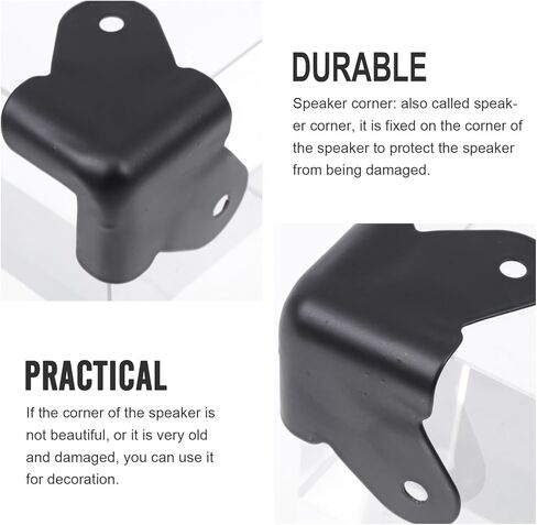 20pcs Speaker Cabinet Corner Cover Protector Metal Guard Anti-Collision Anti-Rust for Baby Proofing Furniture Cabinet Guitar Amplifier Stage Speaker Table Edge Guard Bumpers Black in Kuwait