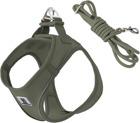 Adjustable Dog Harness with Leash, Reflective Mesh, No-Pull Design，Matching Lead Rope (Brown, S) in Kuwait