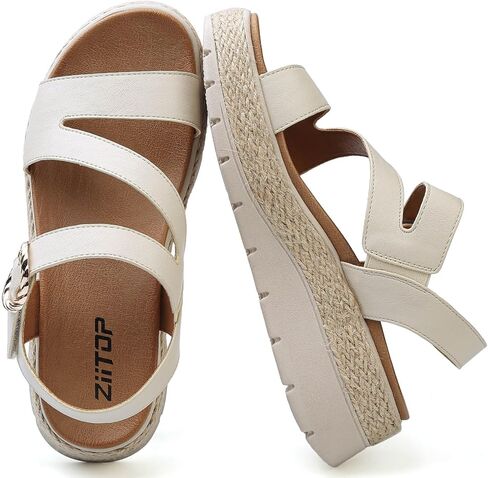 ziitop Womens Wedge Platform Espadrille Sandals with Orthopedic Arch Support Adjustable Ankle Strap Open Toe for Casual Walking in Kuwait