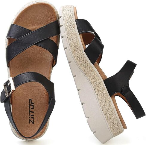 ziitop Womens Wedge Platform Espadrille Sandals with Orthopedic Arch Support Adjustable Ankle Strap Open Toe for Casual Walking in Kuwait