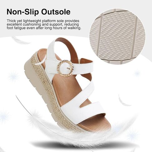 ziitop Womens Wedge Platform Espadrille Sandals with Orthopedic Arch Support Adjustable Ankle Strap Open Toe for Casual Walking in Kuwait