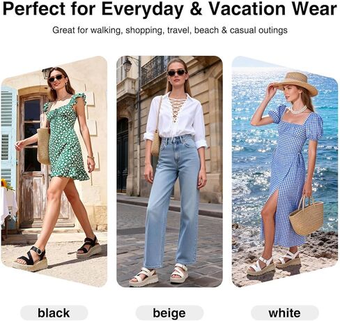 ziitop Womens Wedge Platform Espadrille Sandals with Orthopedic Arch Support Adjustable Ankle Strap Open Toe for Casual Walking in Kuwait