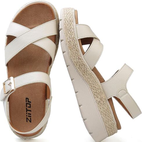 ziitop Womens Wedge Platform Espadrille Sandals with Orthopedic Arch Support Adjustable Ankle Strap Open Toe for Casual Walking in Kuwait