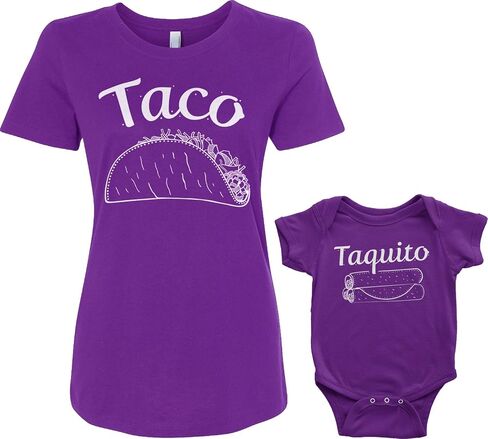 طقم ملابس للرضع من Threadrock Taco & Taquito ومجموعة تي شيرت نسائية متطابقة in Kuwait
