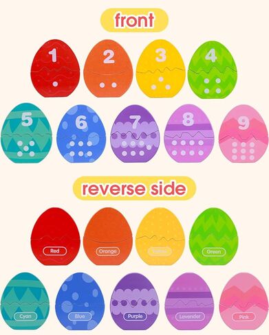 Toddlers Learning Toys Wooden Number Counting Montessori Educational Toys Matching Eggs Dinosaur Toys Sorting Fine Motor Games Christmas Birthday Easter Gift for Kids Boys Girls Ages 3+ in Kuwait