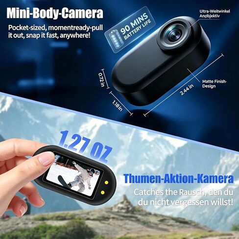Mini Body Camera 1080P, Wearable Action Cam with Magnetic Charging Case, Thumb Size POV Camera, Premium Portable Camcorder Mount Anywhere for Work, Outdoors Activities, Pet in Kuwait
