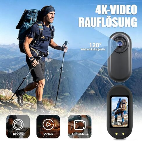 Mini Body Camera 1080P, Wearable Action Cam with Magnetic Charging Case, Thumb Size POV Camera, Premium Portable Camcorder Mount Anywhere for Work, Outdoors Activities, Pet in Kuwait