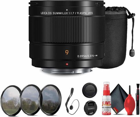مجموعة عدسات Panasonic Leica DG Summilux 9mm f/1.7 ASPH (H-X09) تتضمن: مجموعة مرشحات مكونة من 3 قطع، وأغطية عدسات، وحقيبة عدسة، وحافظة للغطاء، ومجموعة تنظيف كاملة in Kuwait