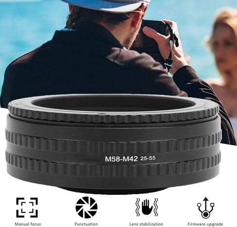 Fabater M58 to M42 25mm 55mm Focusing Helicoid Adapter, Macro Extension Tube with Smooth Precise Focus Adjustment, for Vintage Lenses to Modern Digital Cameras in Kuwait
