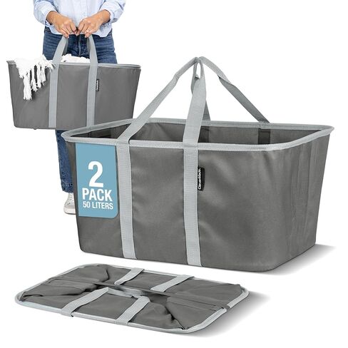 CleverMade Collapsible Fabric Laundry Basket - Premium Foldable Pop-Up Storage Bin - Space Saving Hamper Tote with Long Handles, 2 Pack, Mocha in Saudi Arabia