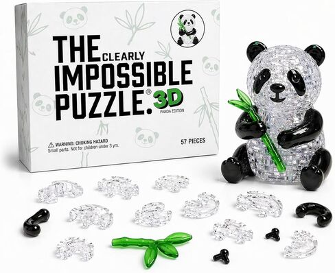مجموعة أحجية The Clearly Impossible Puzzle® ثلاثية الأبعاد على شكل باندا، ألماس وورد مرقمة DIY نموذج ثلاثي الأبعاد للبالغين والمراهقين، هدية ألغاز مزخرفة يمكنك صنعها بنفسك (إصدار Panda 3D) in Kuwait