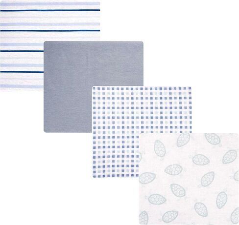 Hudson Baby Unisex Baby Cotton Polyester Flannel Receiving Blankets 4-Pack, Cozy Cutie, One Size in Saudi Arabia